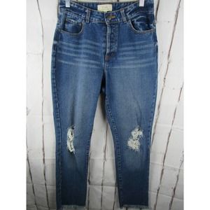 Chelsea & Violet Button Fly Straight Leg Distressed Jeans Size 28